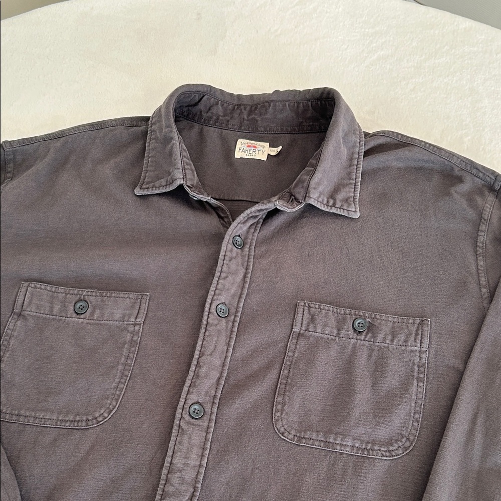 Faherty Men's Charcoal Button-Down Shirt